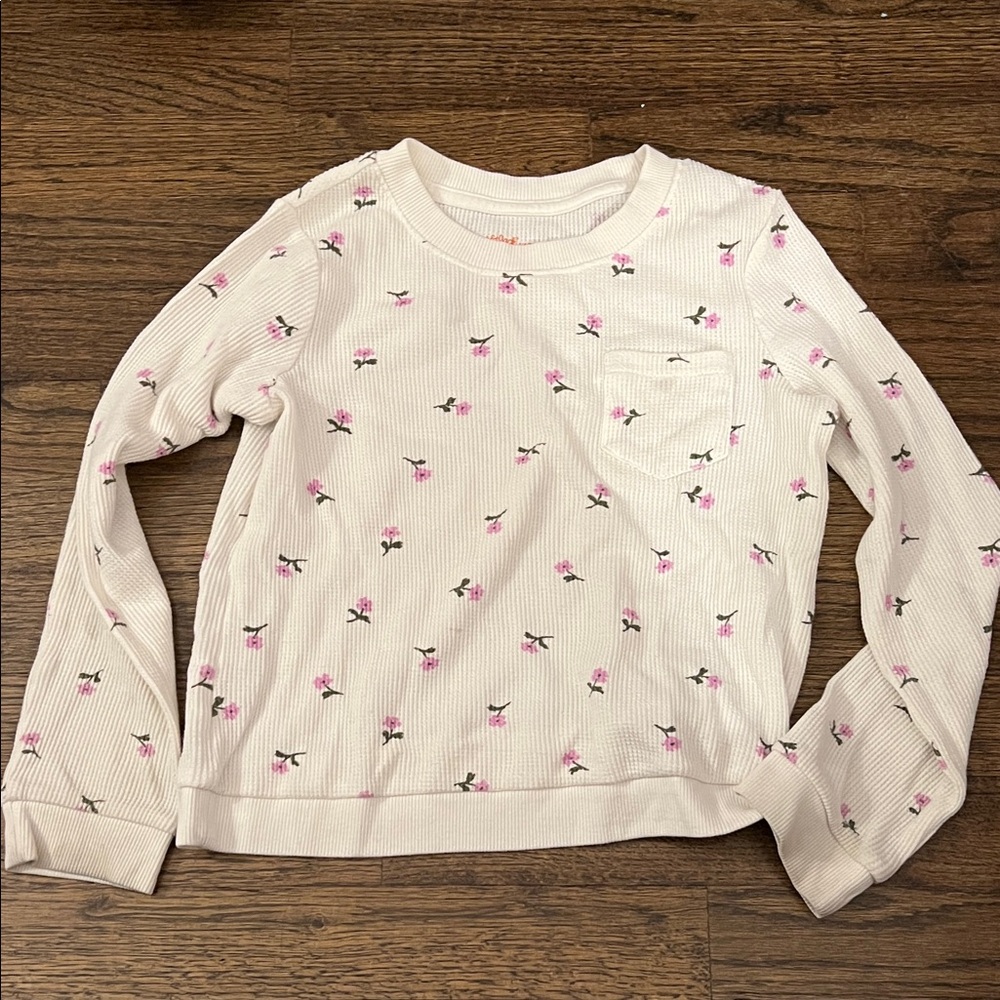 Cat & Jack Cream Long Sleeve Tee with Pink Floral Print